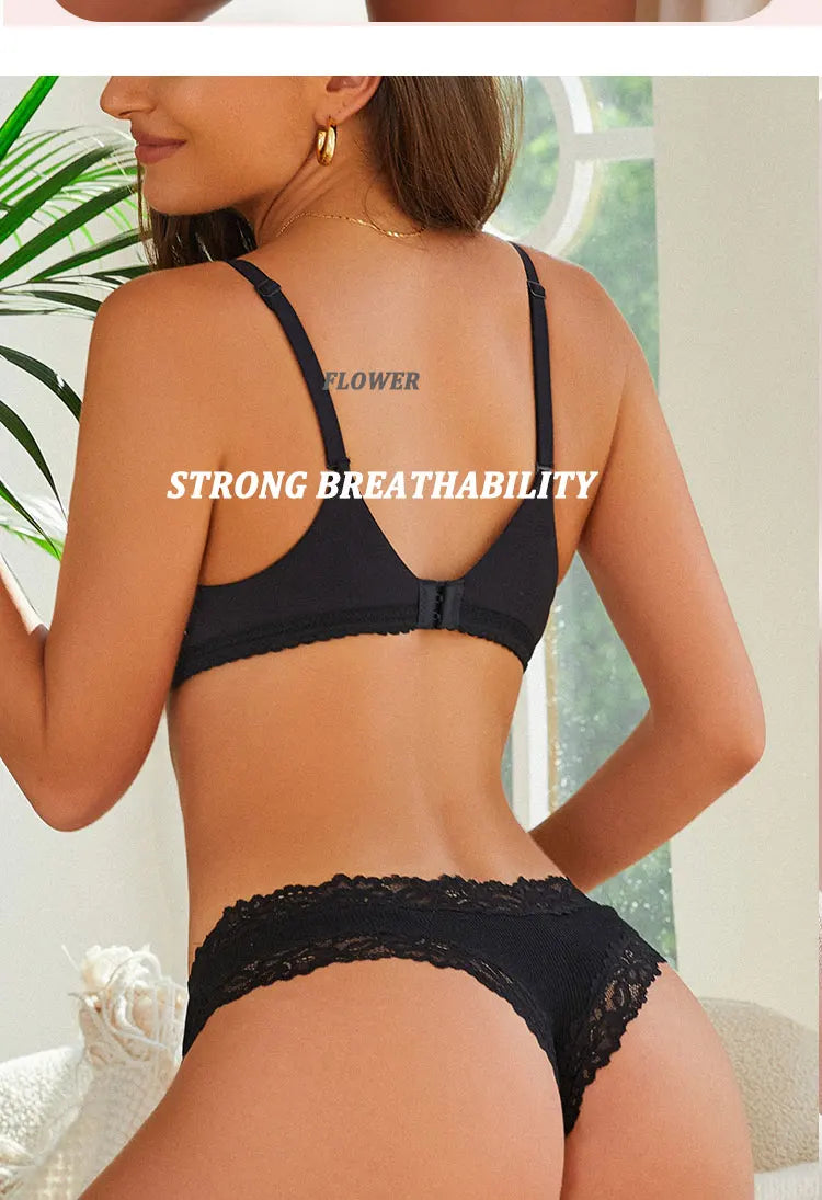 3Pcs/Set Sexy Lace Briefs Cotton Panties Women's Fashion 7 Solid Color Comfortable Briefs Low Waist Underpants Stretch Underwear