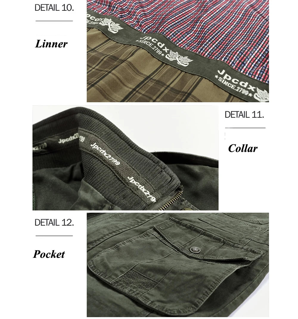 Autumn Men's Military Jacket Casual Man Stand Collar Cotton Business Coats Men Multi-pocket Windbreaker Jackets Clothing 7XL