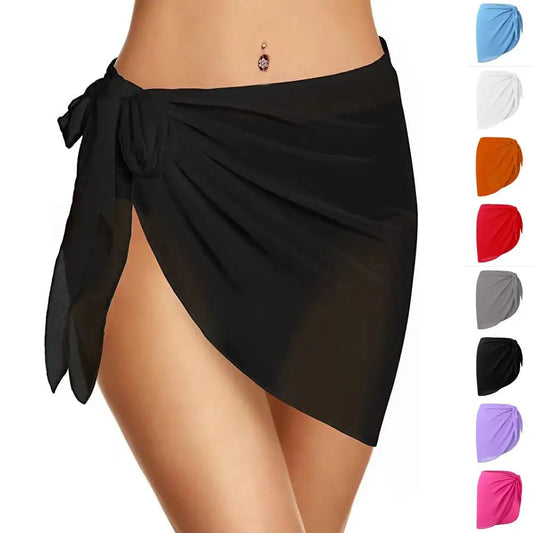 Women Short Sarongs Swimsuit Coverups Beach Bikini Wrap Sheer Short Skirt Chiffon Scarf Cover Ups for Swimwear