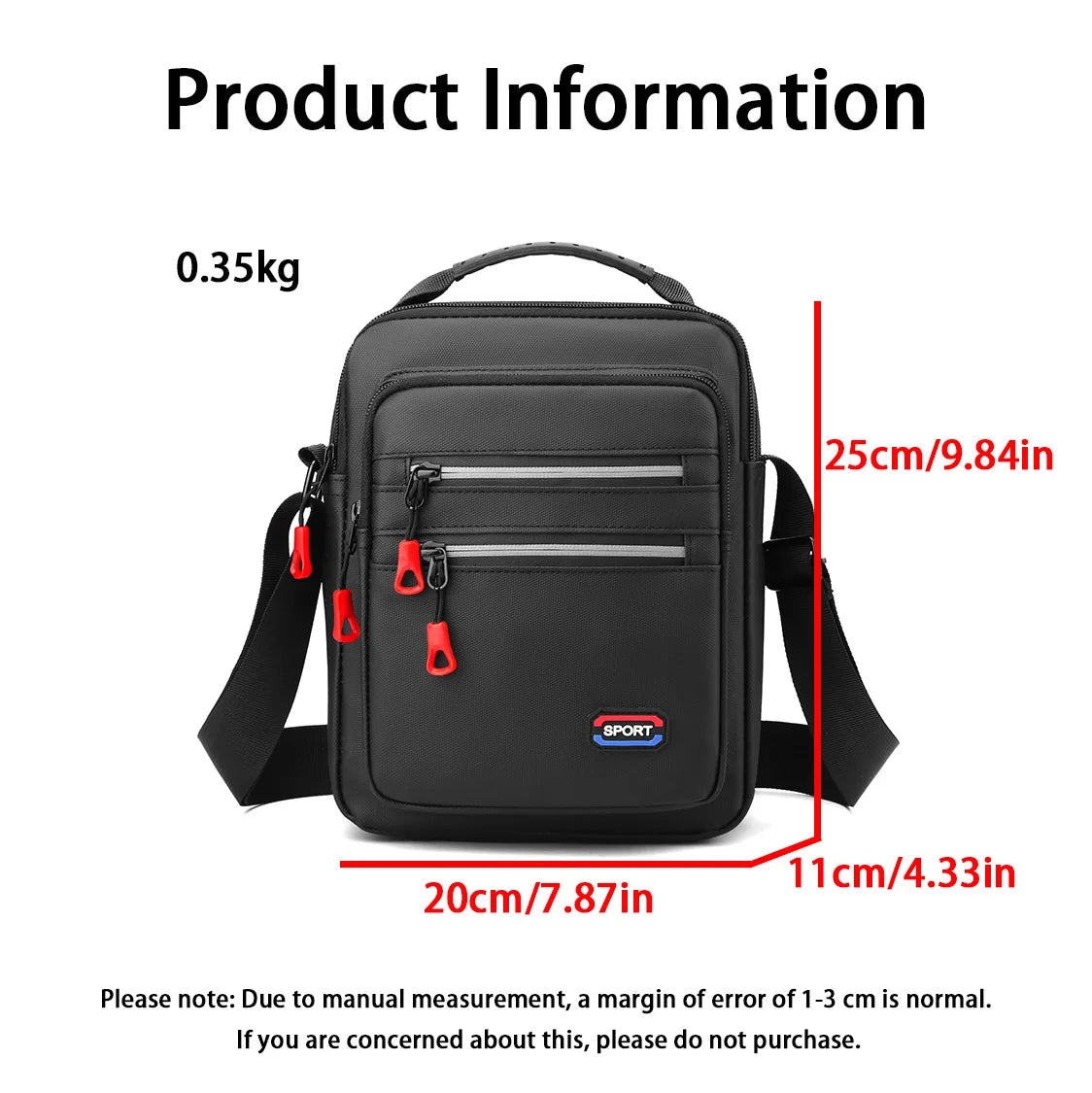 Stylish Minimalist Men's Shoulder Bag Large Capacity Multi-Compartment Men's Crossbody Bag Durable Men's Commuter Shoulder Bag