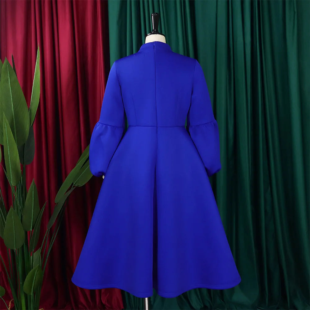 Church Dresses for Black Women African Vintage Fashion Bow Neck Formal Party Dress Ladies Elegant Swing Evening Dress Nice