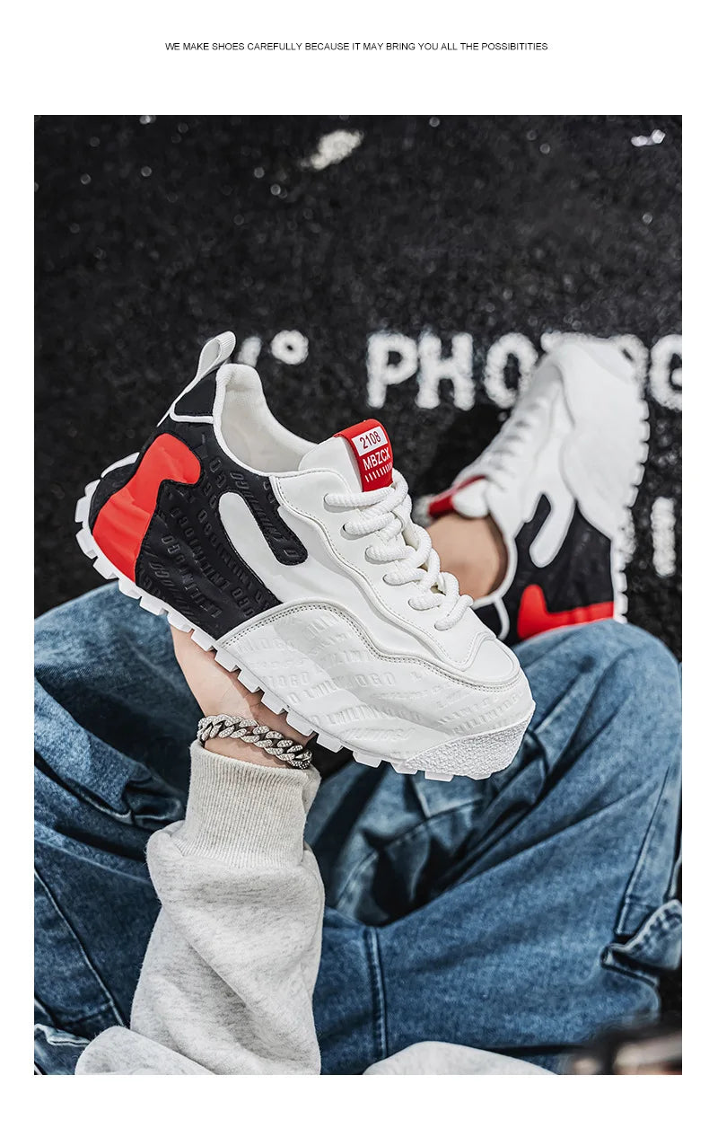 Fashion brand tenis men casual faux leather sneakers male wedged shoes new spring summer breathable trainers man gym run shoes
