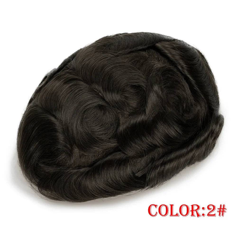 Hollywood Men Toupee Lace & PU Base Human Hair Replacement System Unit for Men Durable Male Hair Prosthesis Wigs