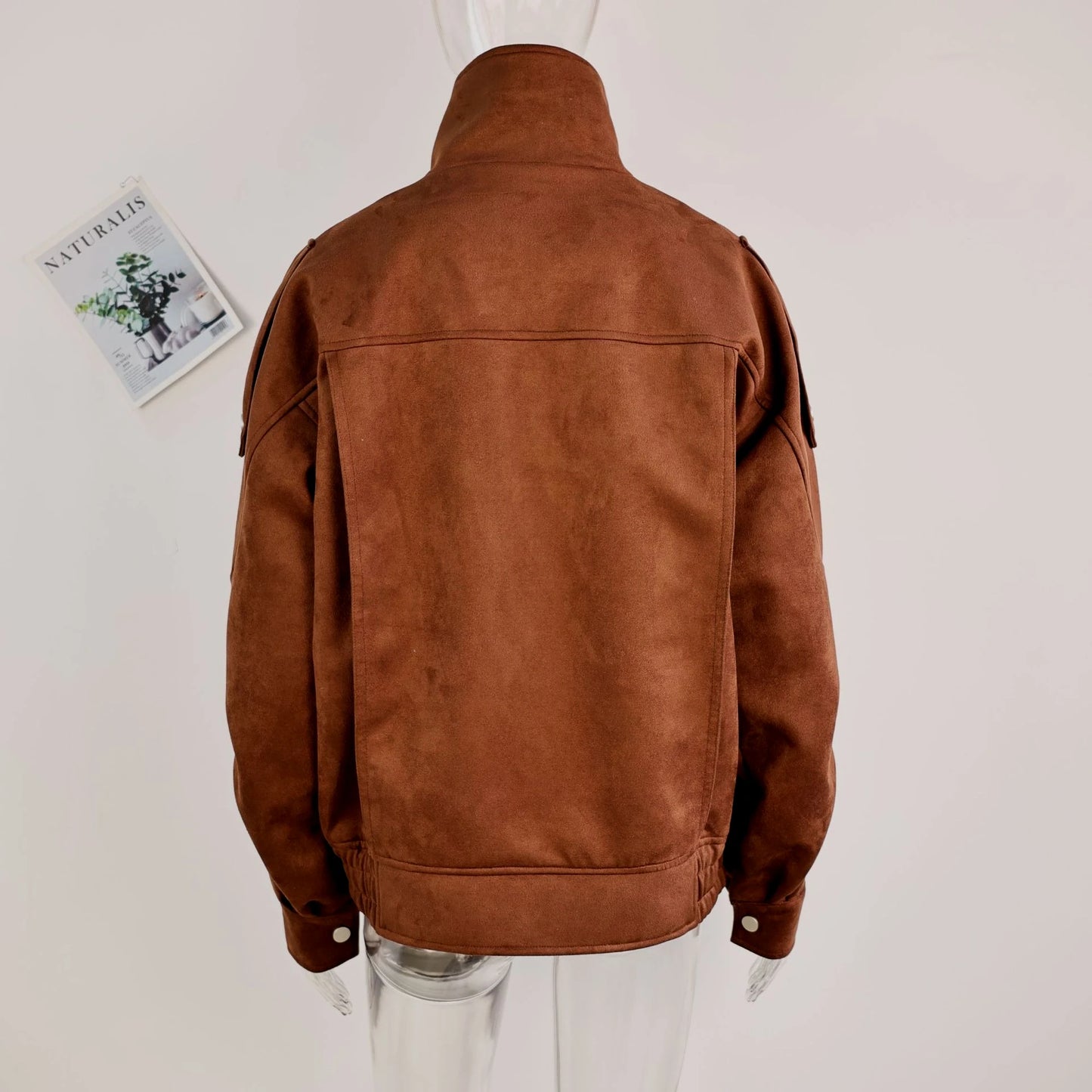 European and American Brown Lapel Irregular Short Loose Jacket Retro Maillard Fashion Casual Top