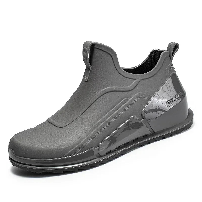 Men's Rain Boots Ankle Waterproof Shoes Men Casual Fishing Work Shoes Slip on Non-slip Rain Shoes Womens Kitchen Rubber Shoe 장화