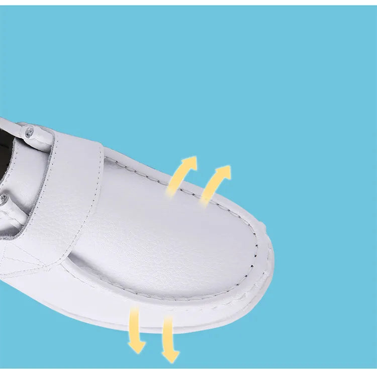 STRONGSHEN Women Platform Wedges Casual White Shoes Soft Nurse Work Shoes Hollow Out Breathable Comfort Non-slip Nursing Shoes