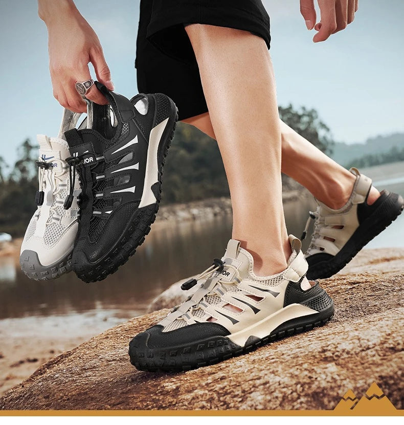 Men's Casual Sandals Summer Mesh Breathable Hollow Sneaker Men Outdoor Anti-slip Creek Shoes for Men Waterproof Roman Sandals