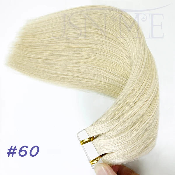 JSNME High Quality Tape In Hair Extension Invisible 100% Real Human Hair Straight Tape Ins  Brown Blonde 2.5g/pcs 16-22 Inch