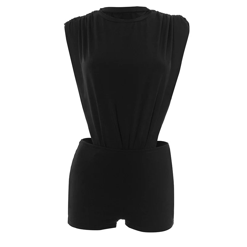 Nibber Coquette Women 2 Piece Bodysuit and Shorts Ruched Shoulders Clubwear