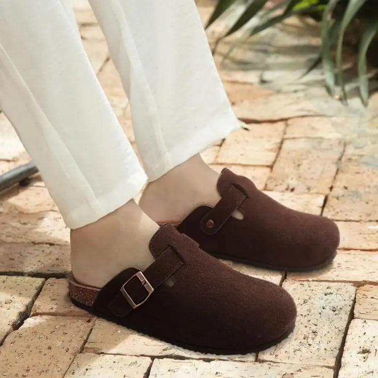 Evshine Men' s Cork Suede Mules with Arch Support Classic Potato Shoes Cozy Cork Footbed Clogs Slippers Men Fashion Beach Sandal