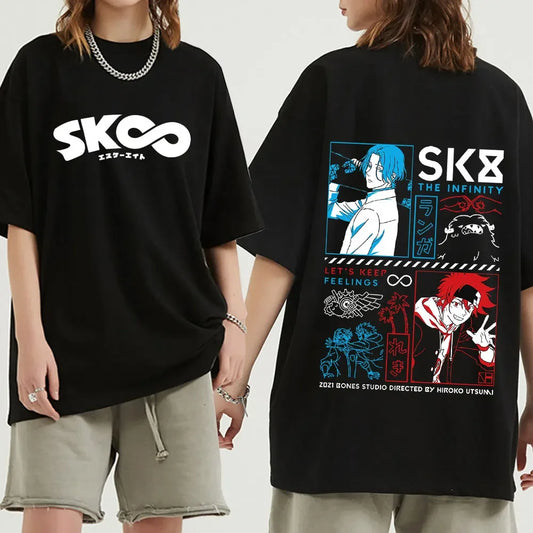 Women Kawaii Cartoon Skateboard Boys Graphic Print Tshirt Tees Casual Tops T-shirt Hot Anime SK8 The Infinity T Shirt