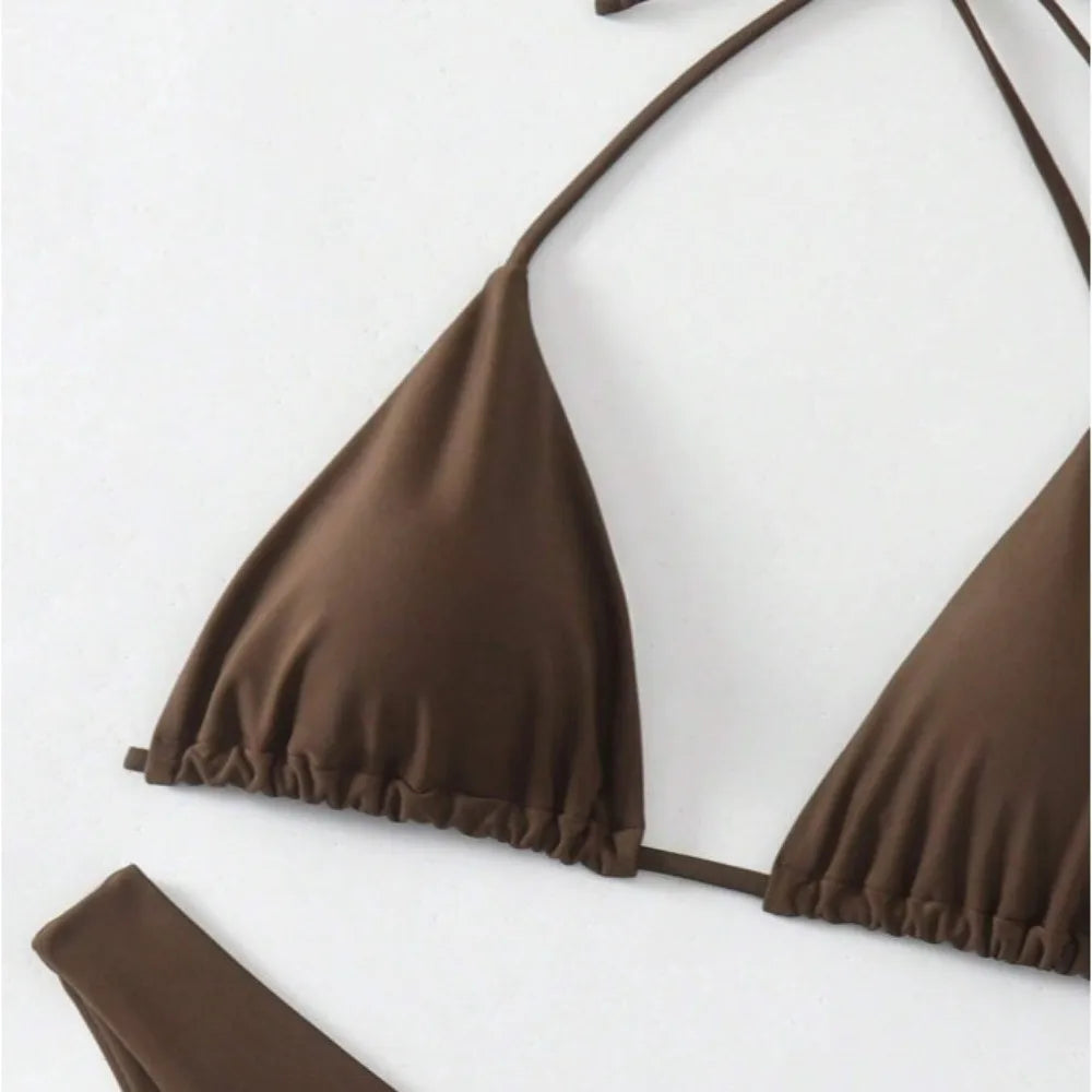 2Pcs/Set Fashion Summer Beach Bikini Brazilian Halter Women Swimsuit Bathing Suit Casual Swimwear Holiday