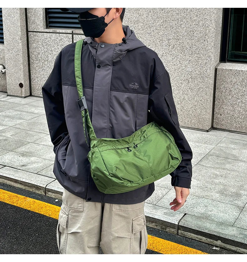 Outdoor Portable Crossbody Bags for Men and Women Commuter Waterproof Youth Shoulder Bag Solid Color Lightweight Female Tote