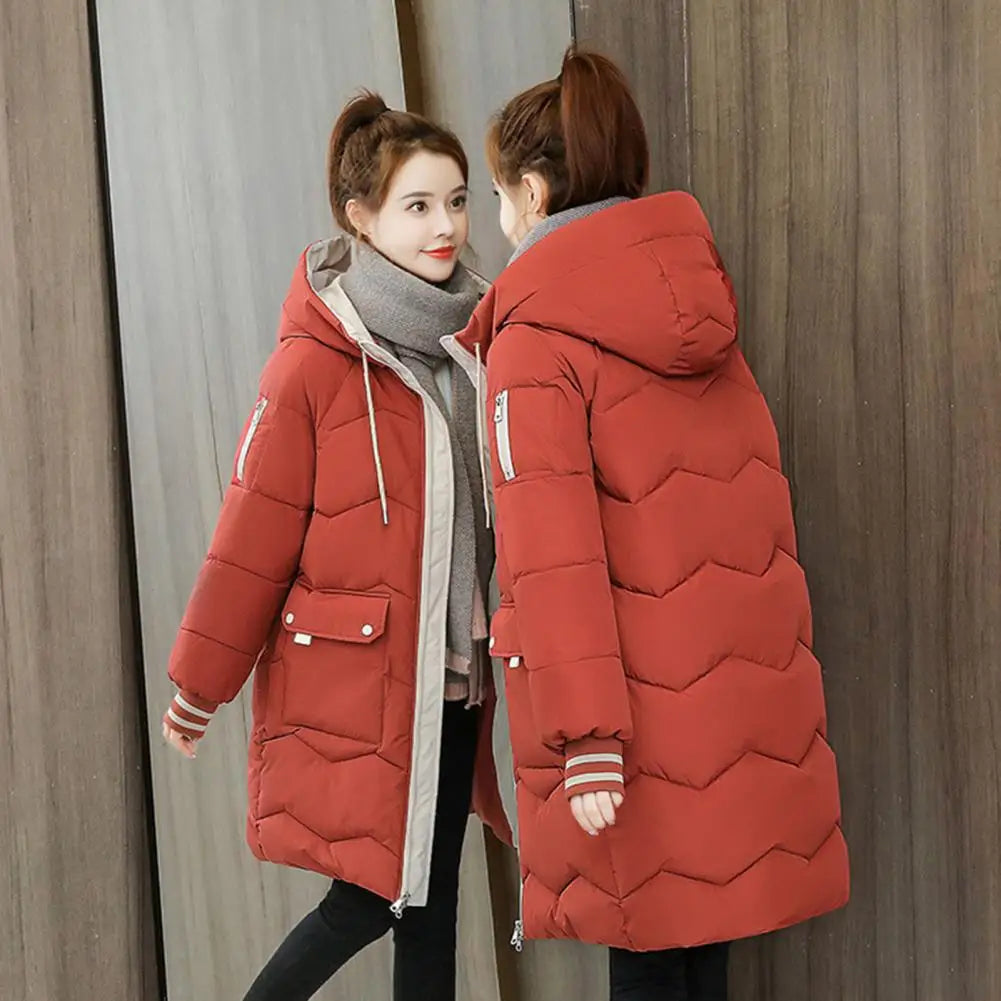 Women Long Hooded Down Cotton Coat Winter Thick Warm Parka Jacket
