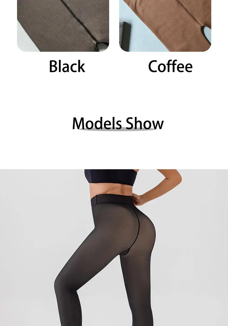 Women Fleece Lined Leggings Winter Thermal Sheer Tights Feeted Pantyhose Fake Translucent Thick Warm Booty Lifting Leggings New