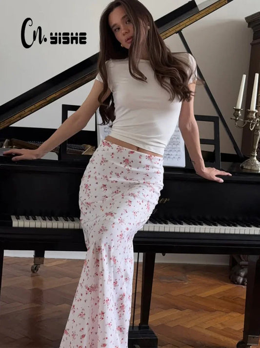 CNYISHE Casual Prints Hip Wrap Sheath Women Long Skirts Fashion Streetwear Sexy Club Elastic Fitness Female Skinny Elegant