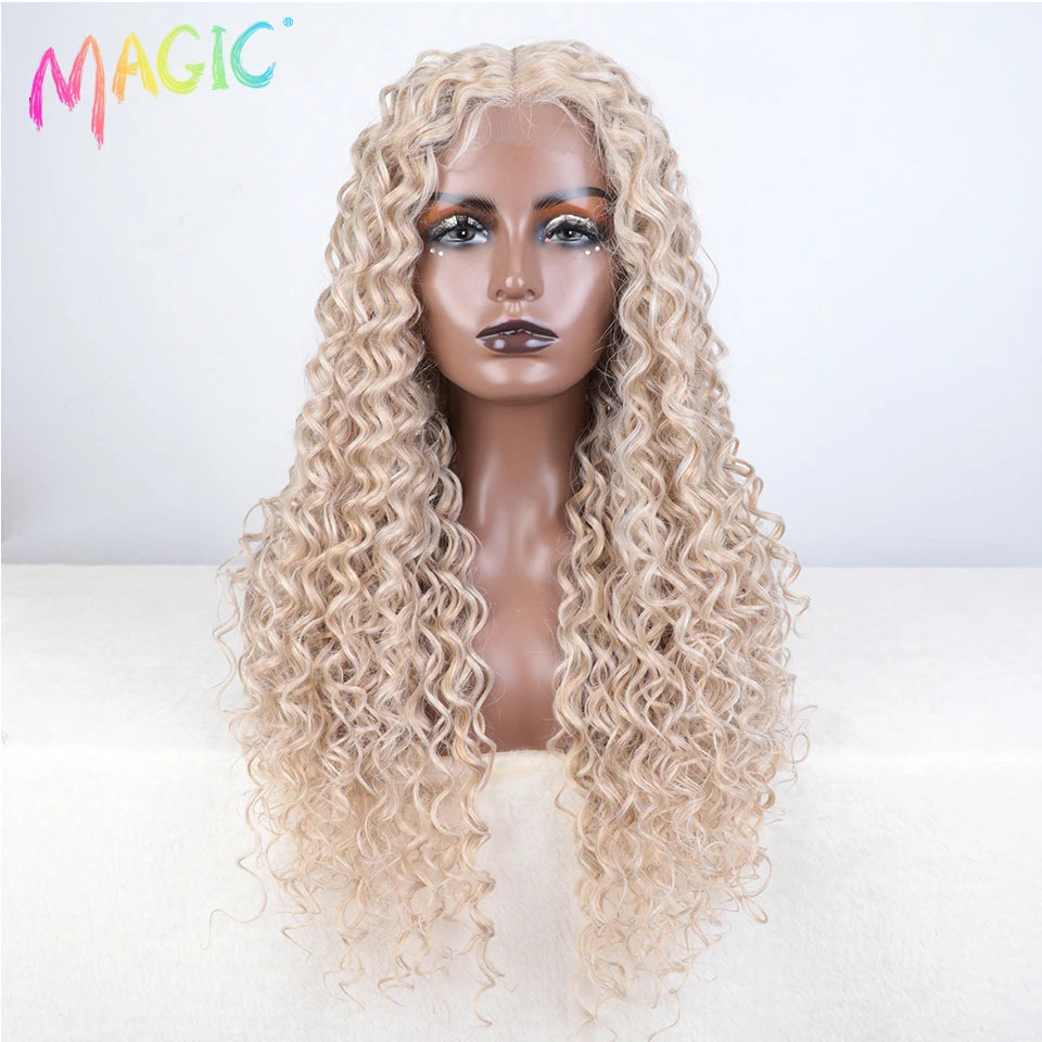 Magic Synthetic Lace Front Wig Baby Hair Red Wig Long Curly Wig 30 Inch Ombre Blonde Ginger Lace Wigs For Black Women Wigs