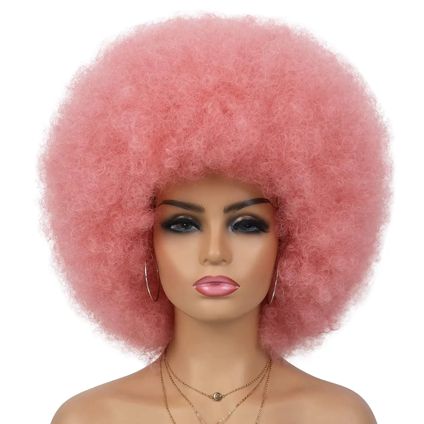 Synthetic 70s Afro Curly Wigs for Black Women Glueless Wear Soft Black Large Bouncy Natural Looking Full for Daily Party Use