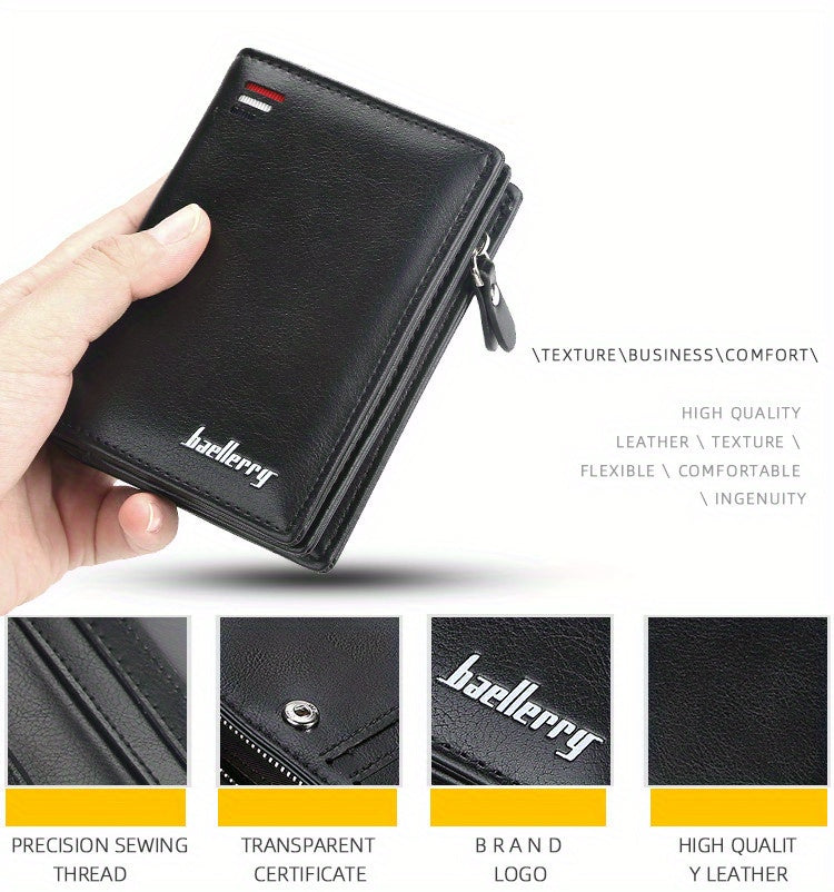 Fashion Men Wallets Zipper Card Holder High Quality Male Purse PU Leather Coin Holder Wallet
