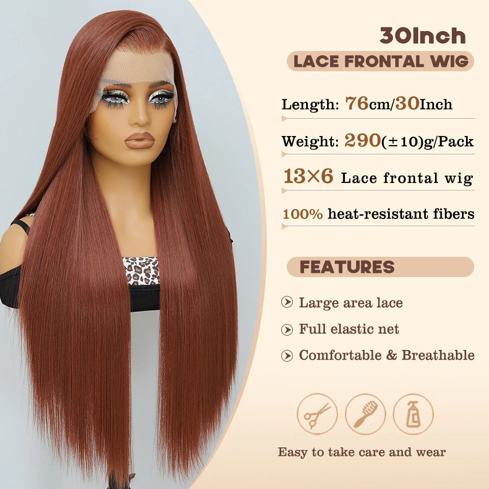 30 Inch Lace Frontal Wig Synthetic 13X6 Straight Hair Lace Wig For Afro Women High Temperture Fiber Blond Women Lace Frontal Wig