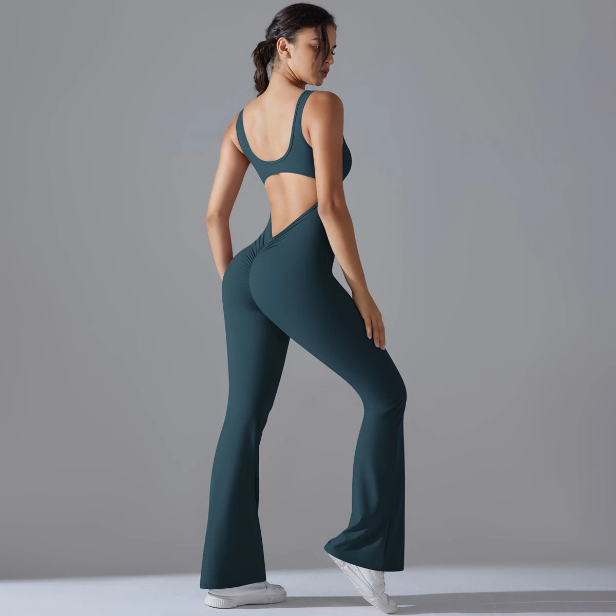 Sexy Back V Jumpsuit Gym Set Women Training Yoga Suit Sportswear Women Sports Jumpsuit Fitness Rompers Stretch Workout Bodysuits
