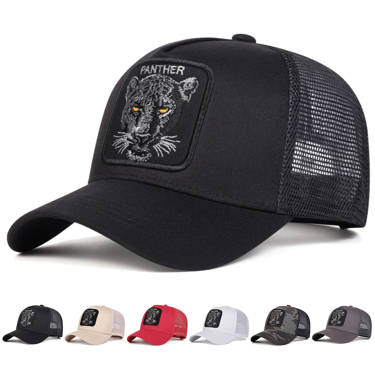 Unisex PANTHER Embroidery Baseball Net Caps Spring and Summer Outdoor Adjustable Casual Hats Sunscreen Hat BAZAARHUBO