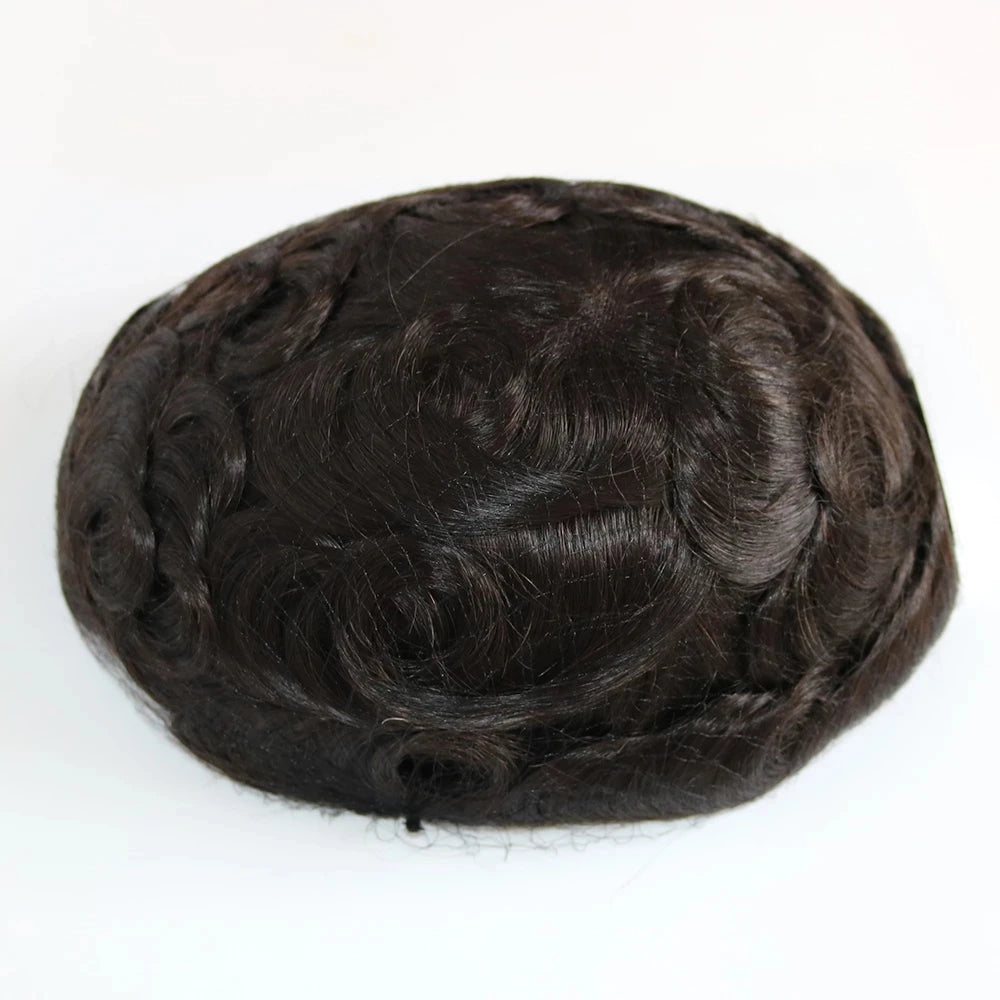 Durable Q6 Blonde Brown Bleached Knots Breathable Lace Grey Black 1B40 1B65 1B80 Men's Wig Human Hair Toupee Prosthesis For Men