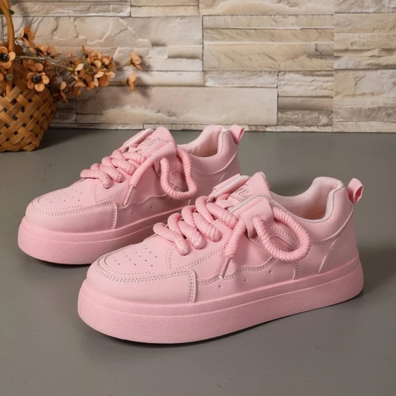Thick-Soled Sneakers for Women 2025 Fall New Fashion Versatile Heightening Bread Shoes Casual Platform Women's Vulcanize Shoes