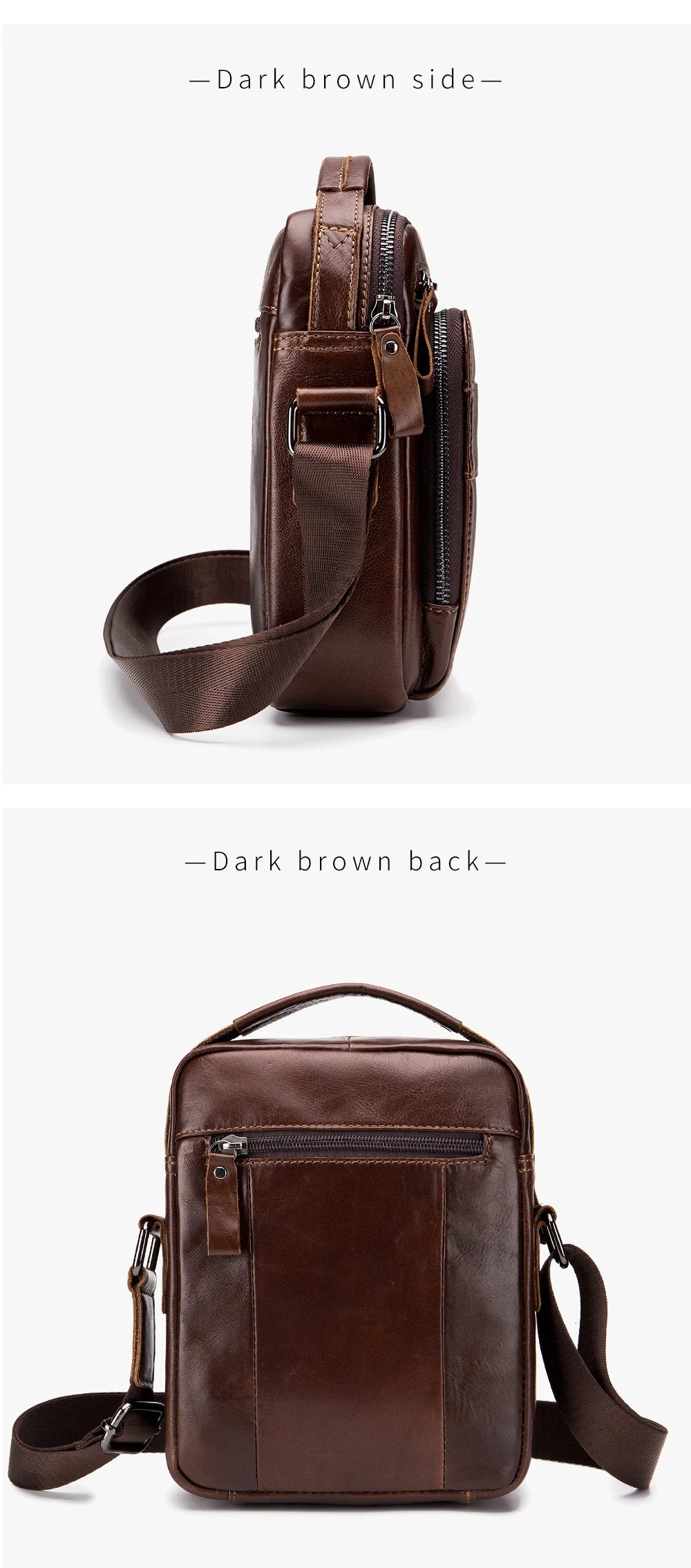 Cowhide men's small shoulder bag with top layer, cowhide single shoulder diagonal cross bag, fashionable and sporty small bag