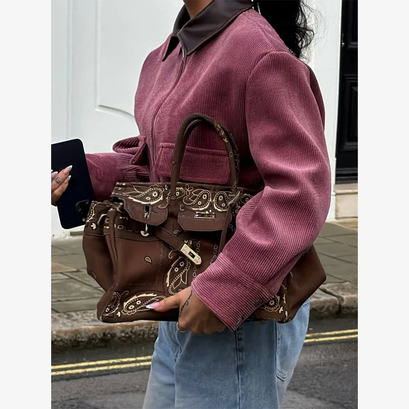 Women Pu Leather Collar Pink Cropped Jacket Corduroy Fashion Long Sleeve Zipper Coat 2026 New Lady Spring Chic Street Outwear
