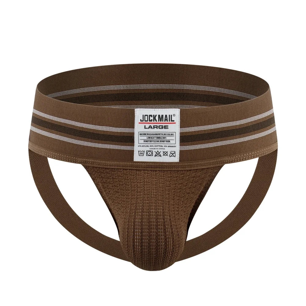 JOCKMAIL Men Athletic Supporters Jockstrap Thongs Mens Underwear  Underpants Bikini  3" Elastic Waistband  Hombre Panties