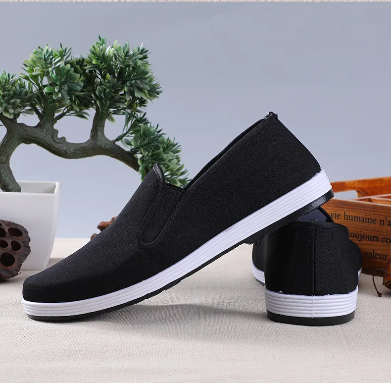 Beijing Men's Cloth Shoes New Style Work Shoes Rubber Sole Black Cloth Shoes One Step Work Shoes round Toe Breathable Wear Re...