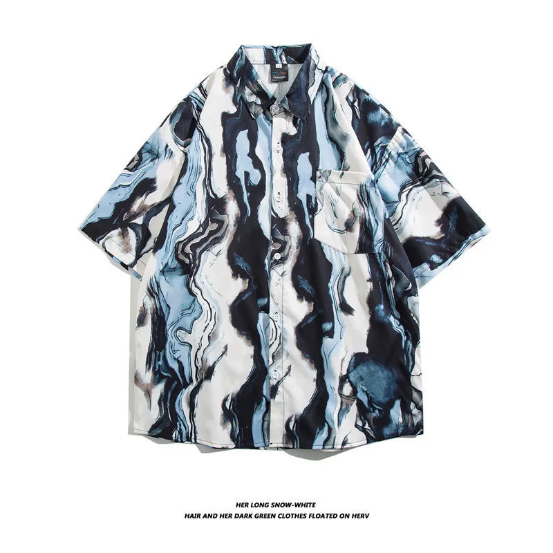 Men's Hawaiian Polyester Summer Short Sleeve Shirt Tropical Leaf 3D Pattern Printing Beach Male Shirts Casual Blouse For Men