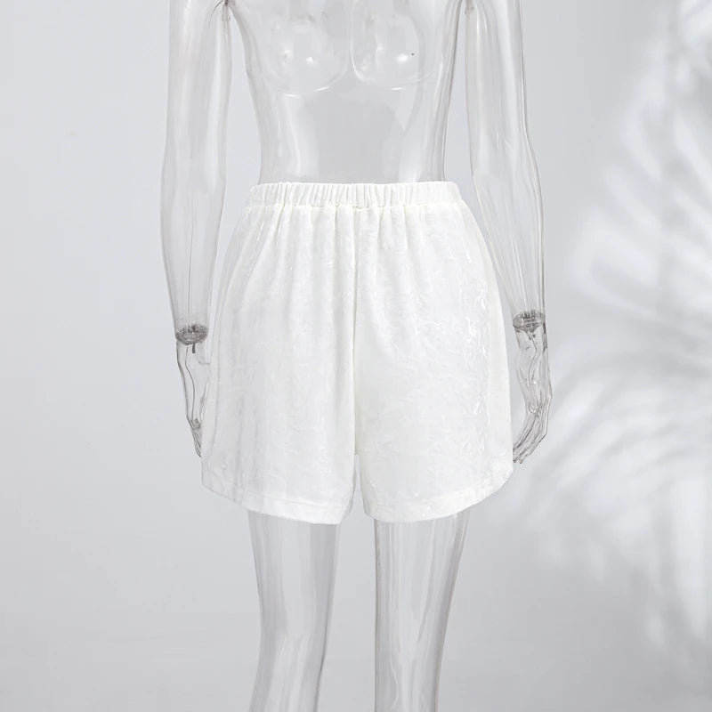Green Velvet Lace Trim Shorts Women's Casual High-waist Straight Short Pants 2026 New Ladies Summer Vacation Beach Outfit