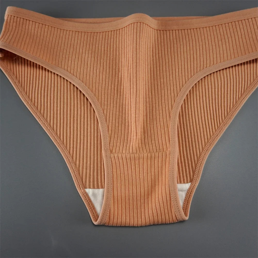 UNWE 3PCS/Pack Ribbed Cotton Seamless Panties for Women Briefs Pack Comfortable Ladies Underwear Sets