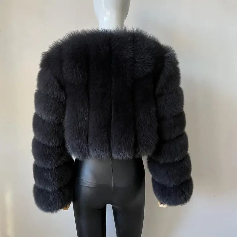 Faux Fox Fur Coat V-Neck Winter Woman Long Sleeve Warm Winter Coat Women Fashion Luxury New Fur Jacket Teddy Chic Outwear 2024