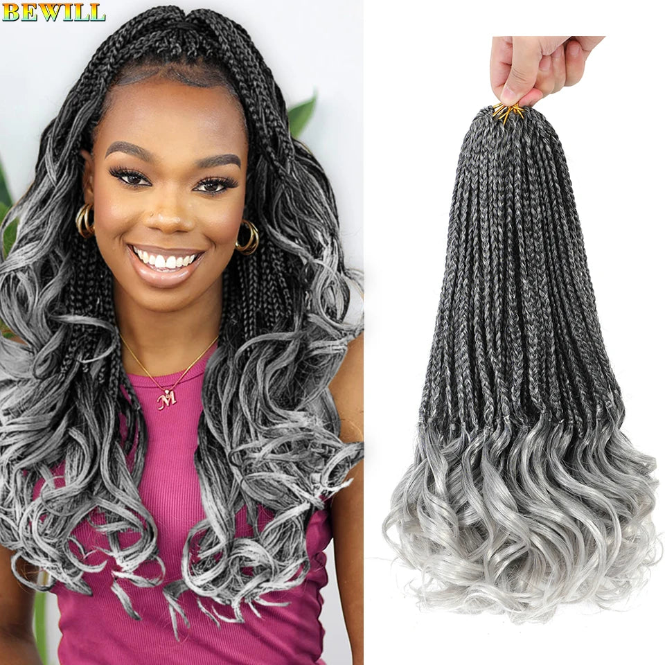 14 18 24 Inch French Curl Crochet Braids Boho Goddess French Curl Box Braids Crochet Hair Synthetic French Curly Braiding Hair