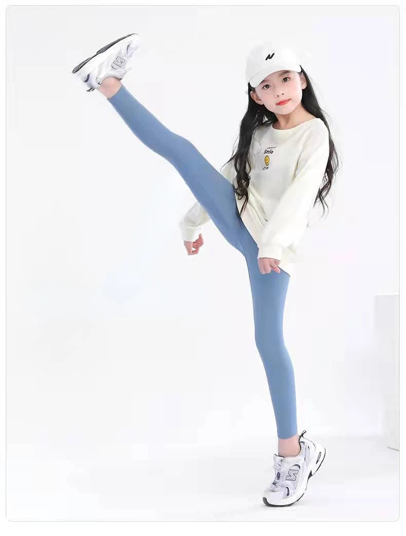 Autumn Solid Kid Leggings Girl Thin Tights Sweatpants 2+y Child Casual Ankle Length Pants Spring Toddler Skinny Cropped Trousers