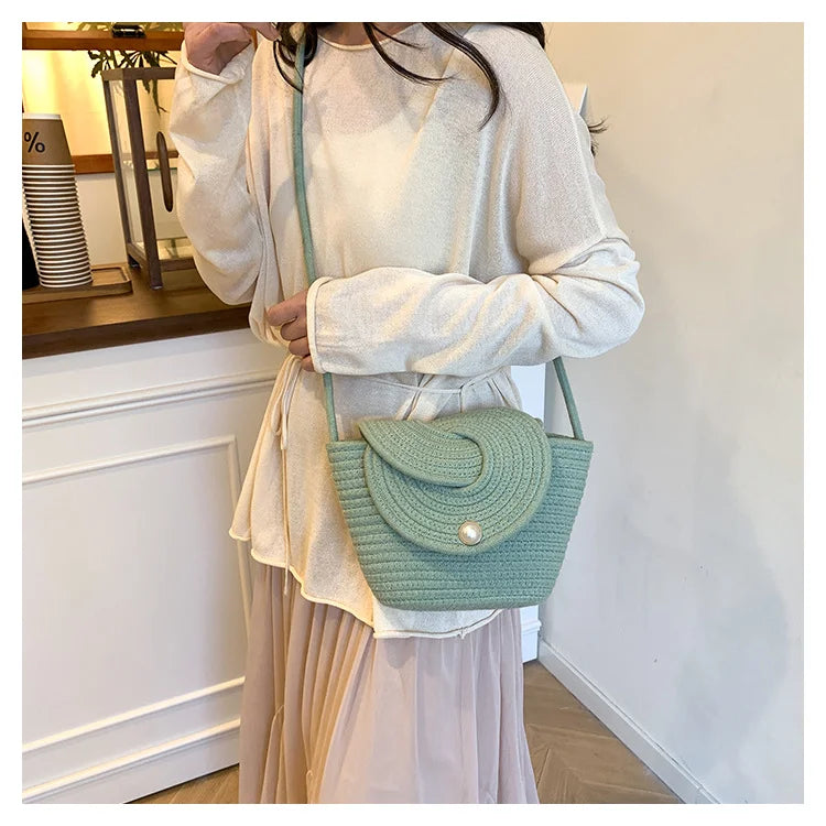 Popular Hand-woven Bags for 2025 Summer, Versatile Single-shoulder Crossbody Bags, Ins Beach Vacation Bags