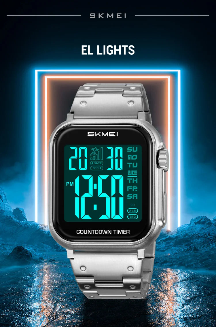 SKMEI 2447 Brand Fashion Men's Electronic Watch Calendar Alarm Clock Luminous Countdown Digital Watches for Man reloj hombre