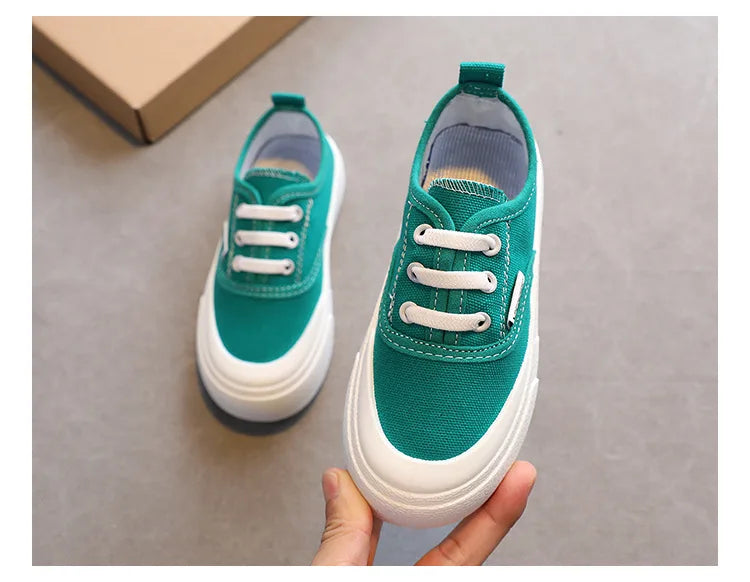 Children Sport Canvas Shoes Boys Casual Shoes Girls Soft Sole One-legged Cloth Fashion Student Single Shoes Flats