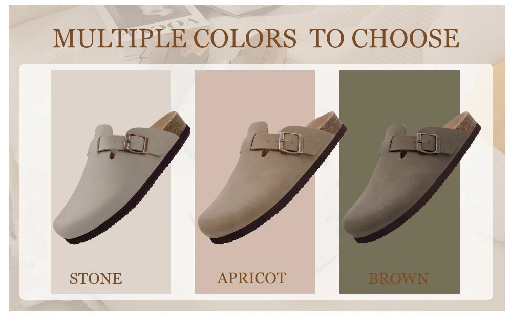 Evshine Men' s Cork Suede Mules with Arch Support Classic Potato Shoes Cozy Cork Footbed Clogs Slippers Men Fashion Beach Sandal