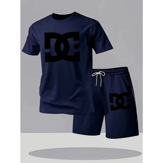 Summer Men's Casual Clothing Set Breathable Oversize T-Shirt Shorts 2-Piece Sportswear Short Sleeve Comfortable Suit for Men