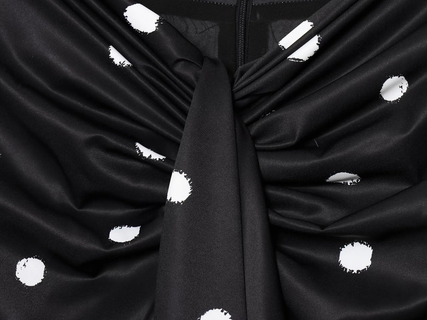 TFAFXY 2025 Polka Dot Skirt Women Wrap Ruched Midi Skirt Woman New Fashion Elegant Long Skirts For Women Party Skirts