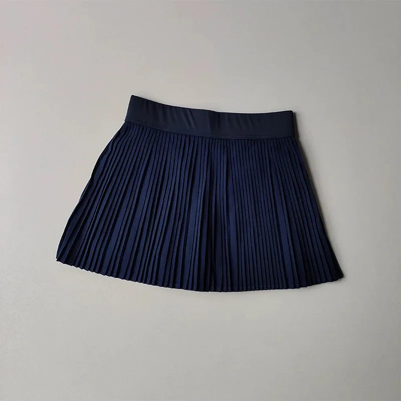 Women's fitness pants skirt, 2025 new accordion pleated design fake two-piece anti light leakage
