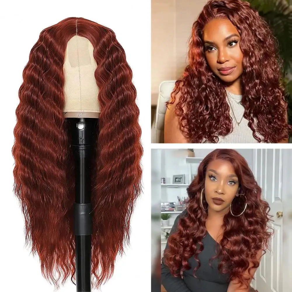 2024 Water Wave Long Curly Wig Jungle Wave Middle Split Glossy Hair Hair Extensions Human Wig African Brazilian Black Women Wig