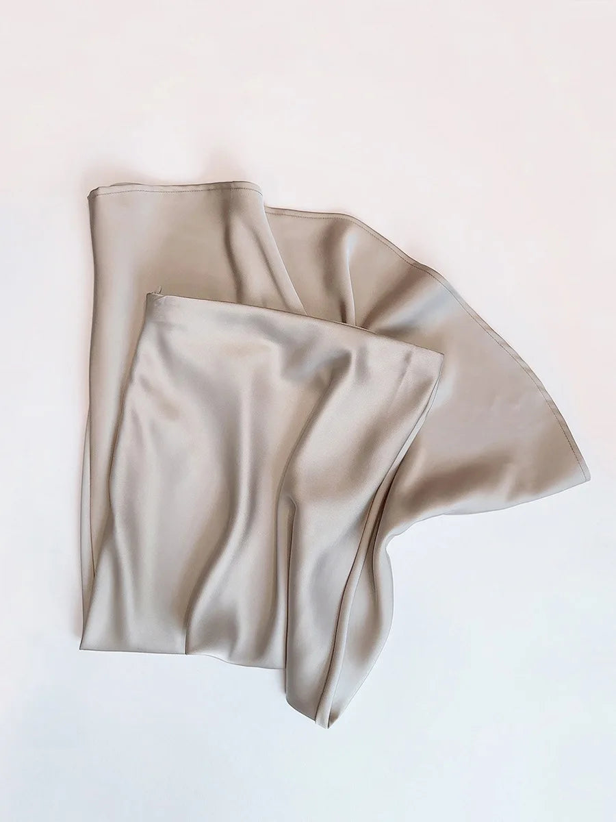 French Style Chic Women's Acetic Acid Satin Flowy High Waist Hip Hugging Skirt for Spring/Summer Fishing Tail Skirt A-line Skirt