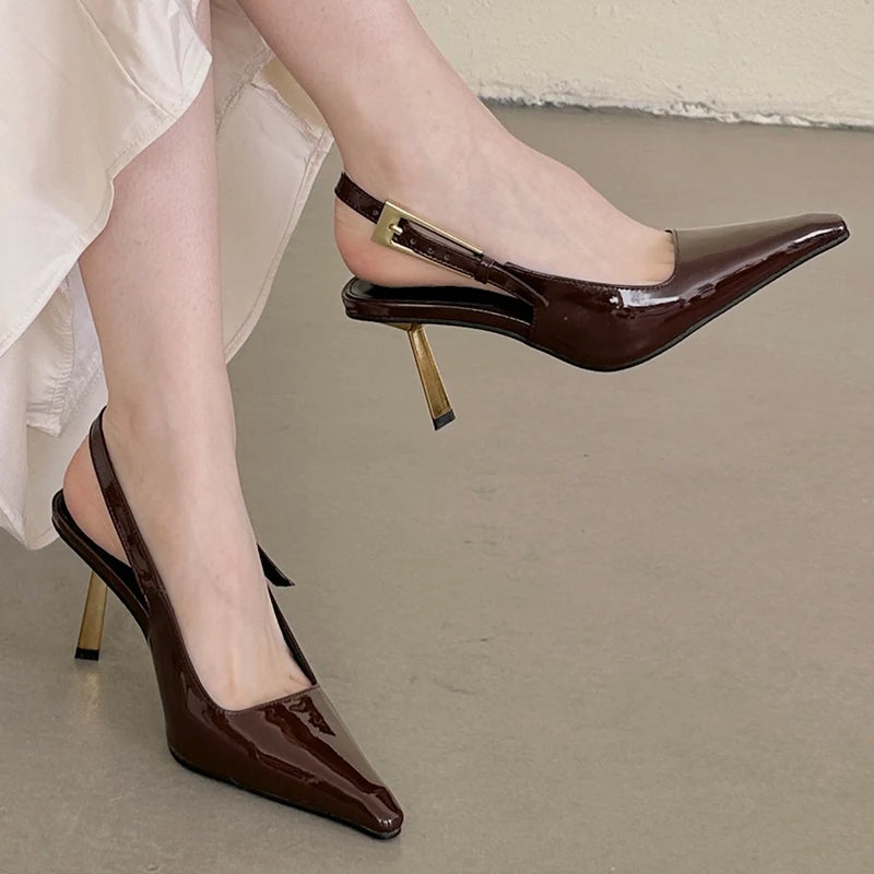 Women Shoes Pumps Sandals Spring Fashion Pointed Toe Slingbacks Female Footwear Summer Ladies Shallow Shoes High Heels