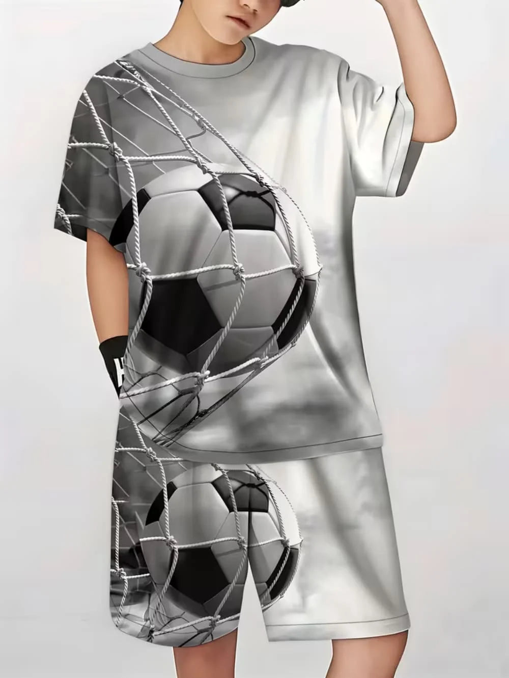 2026 Summer Children's Sports Set Football 3D Print Soccer Jersey Sets for Children Quick-Dry T-Shirt Shorts Children's Clothing