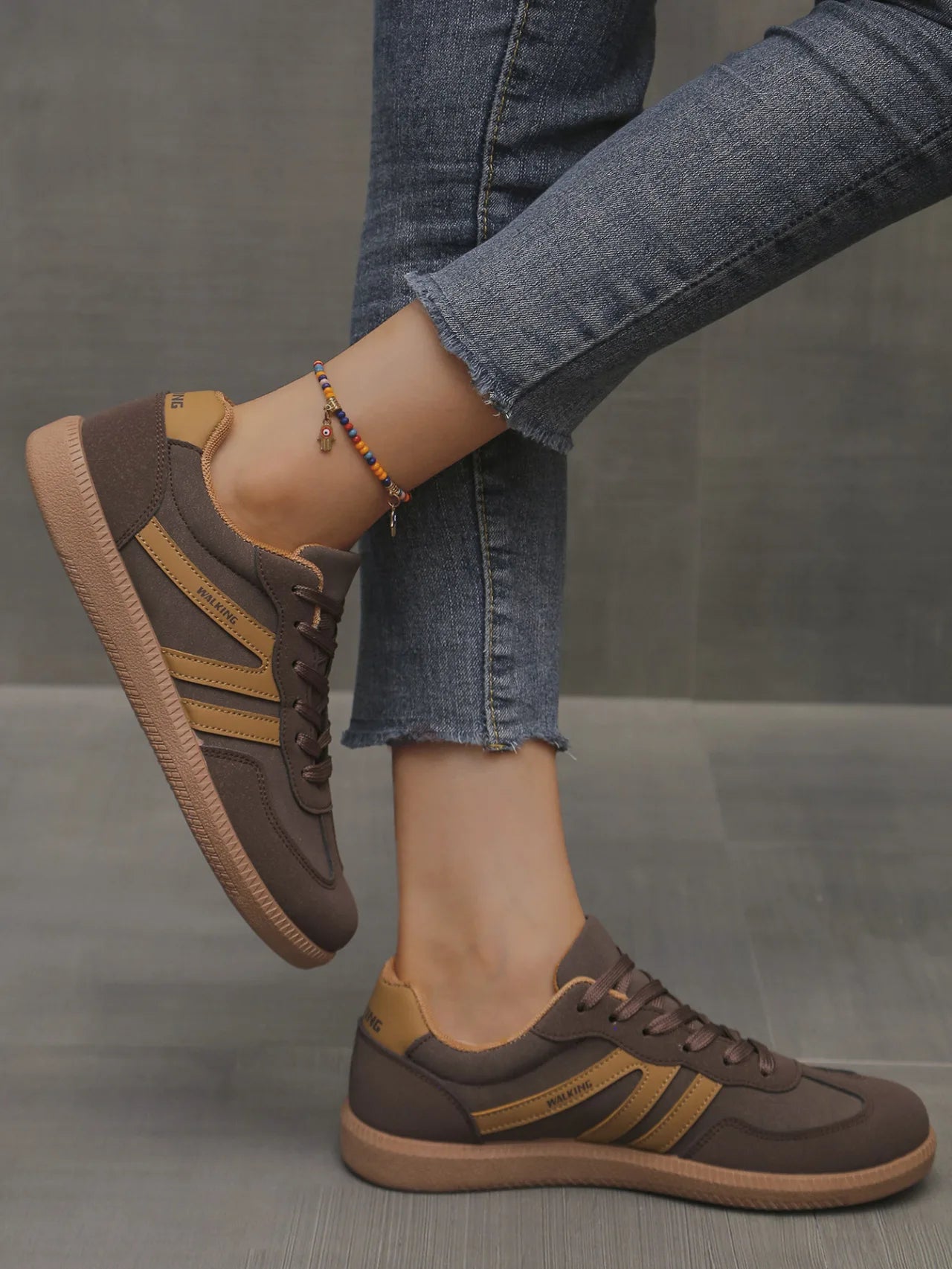 Mix Color Women's Autumn Sneakers Fashion Splicing Flat Heel Vulcanized Shoes Female Lace-Up Non-Slip Pu Leather Casual Shoes